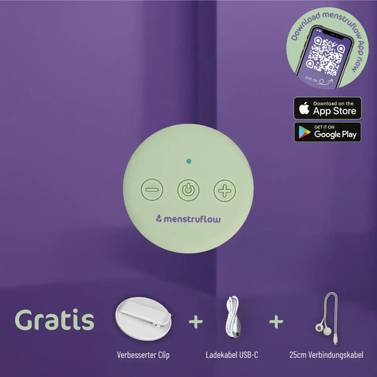 menstruflow ONEflow Massagepad für die Periode mit Zubehör mit Kabel