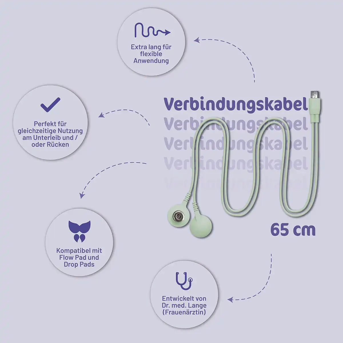 menstruflow ONEflow Verbindungskabel 65 cm für flexible Anwendung während der Periode